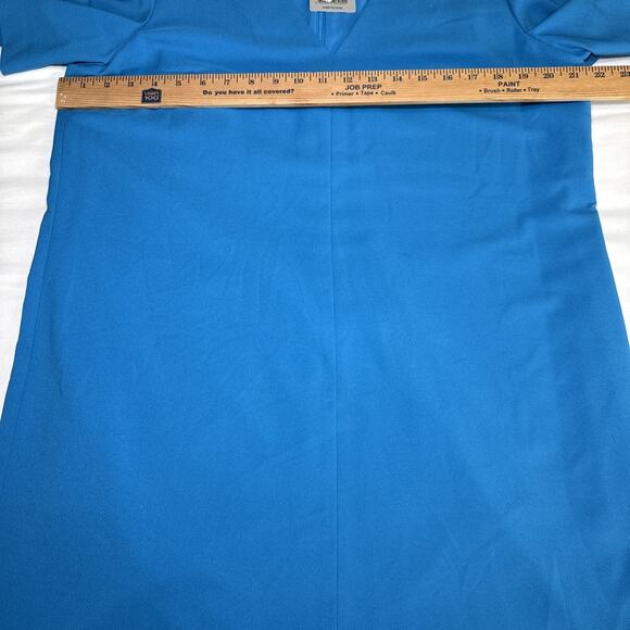 Preston & York Sheath Dress Size 14 Teal Pintuck Short Sleeves V Neck Lined NWT - Picture 9 of 16